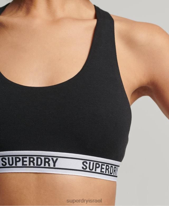 il Superdry נשים ברלט קצוץ כותנה אורגנית שָׁחוֹר 4LX2Z4338 הַלבָּשָׁה