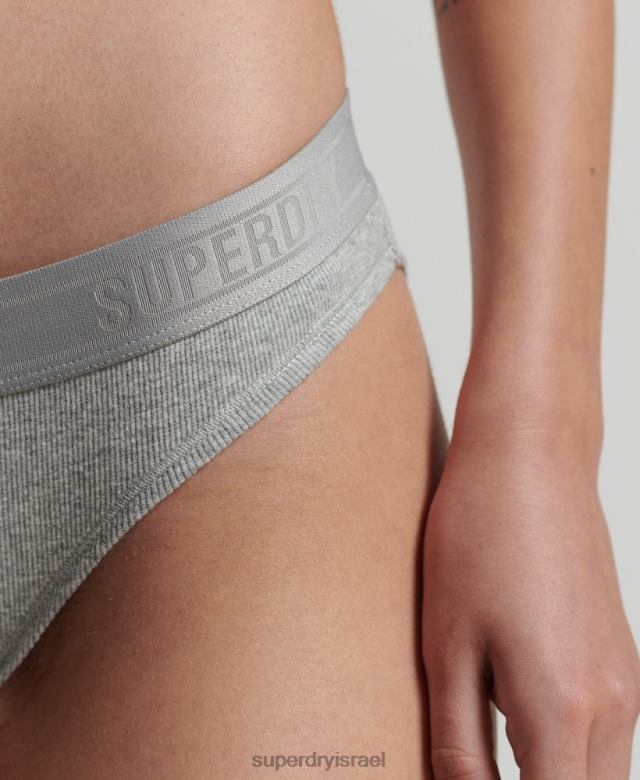 il Superdry נשים תחתון ביקיני מצולע מכותנה אורגנית אפור 4LX2Z4342 הַלבָּשָׁה