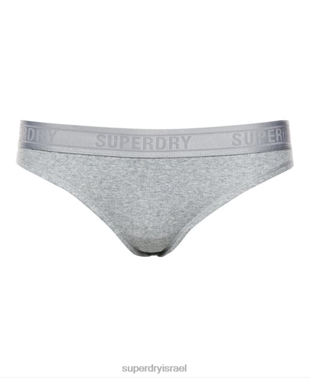 il Superdry נשים תחתון ביקיני מצולע מכותנה אורגנית אפור 4LX2Z4342 הַלבָּשָׁה