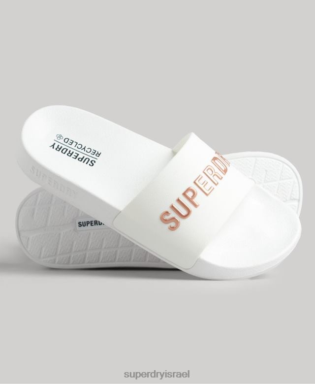 il Superdry נשים מחווני בריכה של לוגו קוד לבן 4LX2Z4369 נעליים