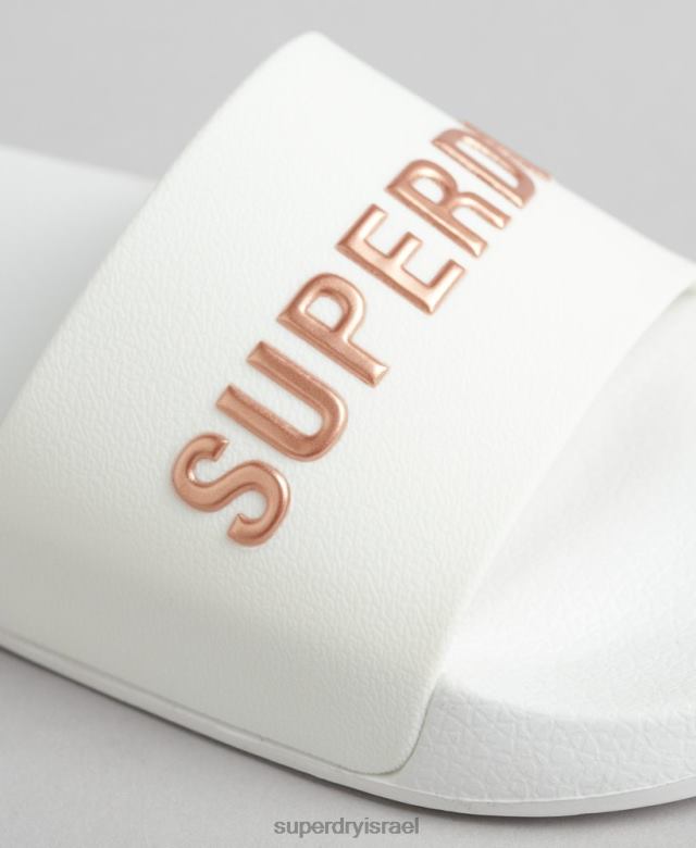 il Superdry נשים מחווני בריכה של לוגו קוד לבן 4LX2Z4369 נעליים