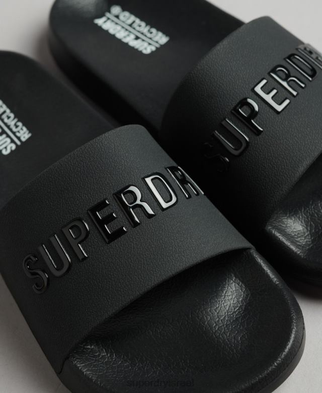 il Superdry נשים מחווני בריכה של לוגו קוד שָׁחוֹר 4LX2Z4372 נעליים