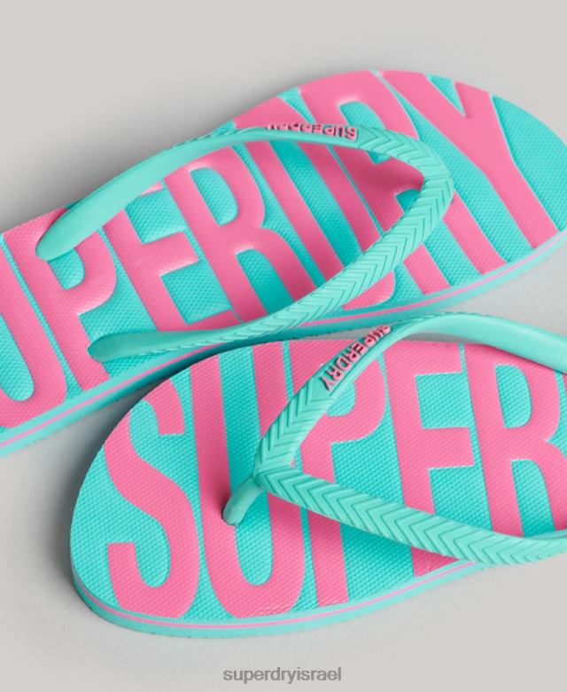 il Superdry נשים כפכפים טבעוניים וינטג' כְּחוֹל 4LX2Z4375 נעליים