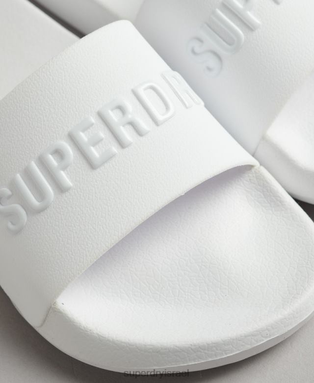 il Superdry נשים מחווני בריכה של לוגו קוד לבן 4LX2Z4379 נעליים