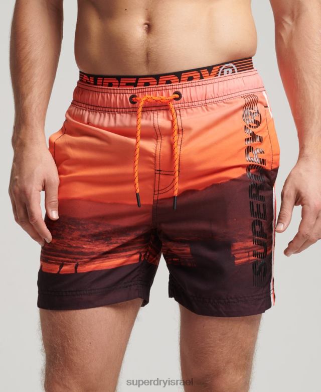 il Superdry גברים מכנסי שחייה מטח ממלכתיים תפוז 4LX2Z438 הַלבָּשָׁה