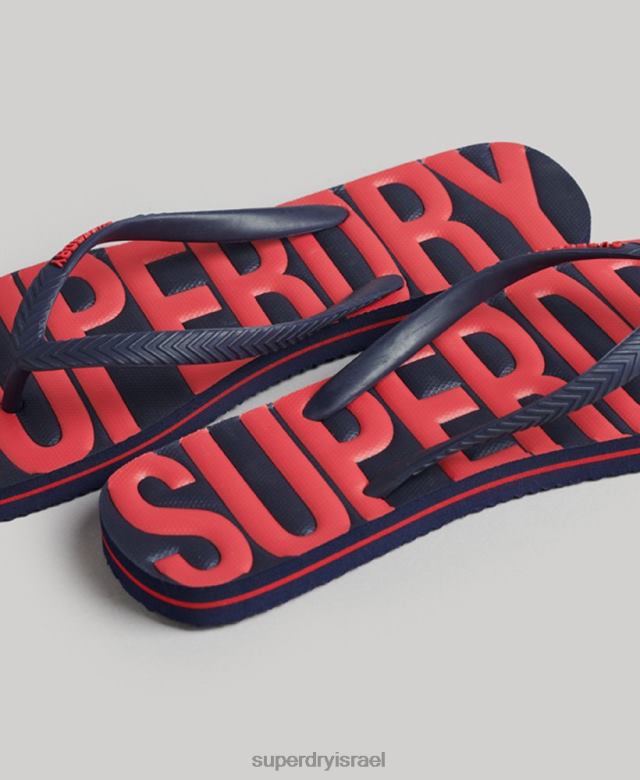 il Superdry נשים כפכפים טבעוניים וינטג' חיל הים 4LX2Z4389 נעליים