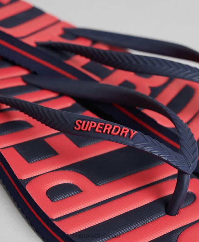 il Superdry נשים כפכפים טבעוניים וינטג' חיל הים 4LX2Z4389 נעליים