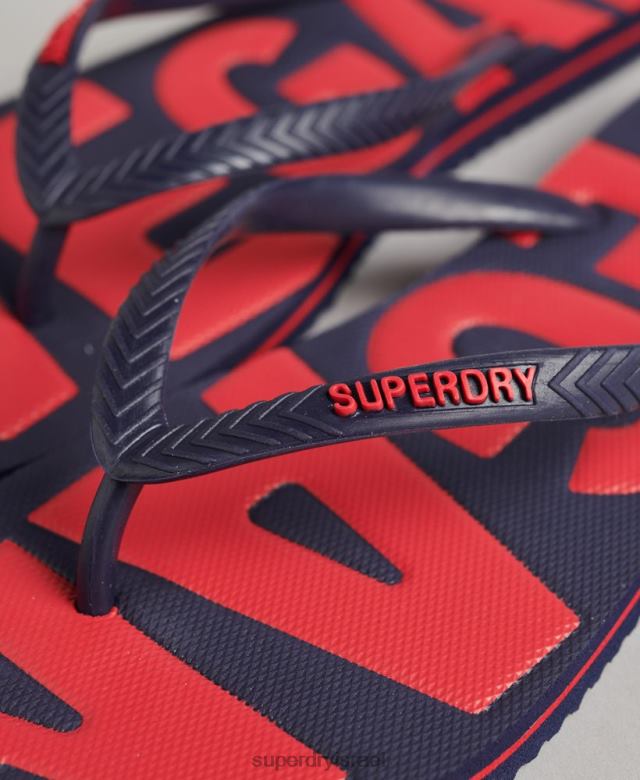 il Superdry נשים כפכפים קלאסיים טבעוניים וינטג' חיל הים 4LX2Z4398 נעליים