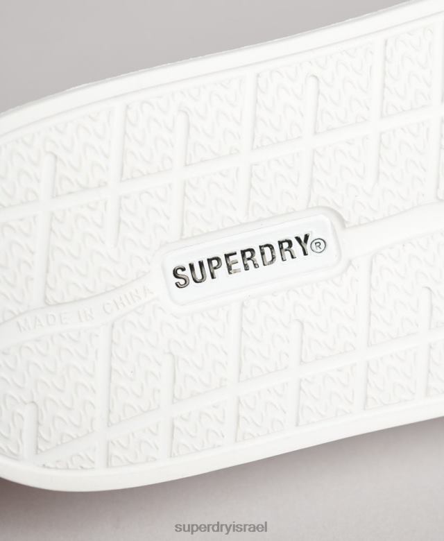 il Superdry נשים מחווני בריכה מודפסים בקוד לבן 4LX2Z4407 נעליים