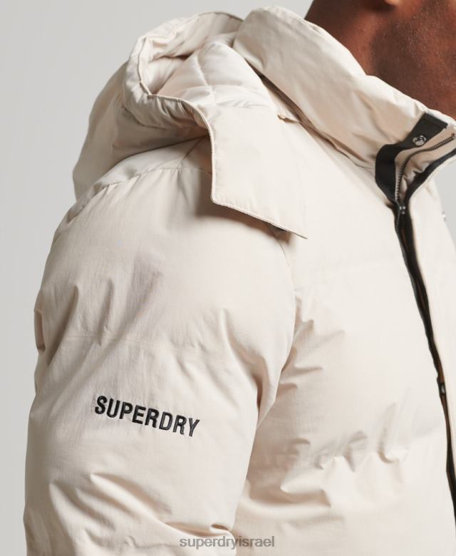 il Superdry גברים ז'קט קופסתי קצר בז' 4LX2Z4456 הַלבָּשָׁה