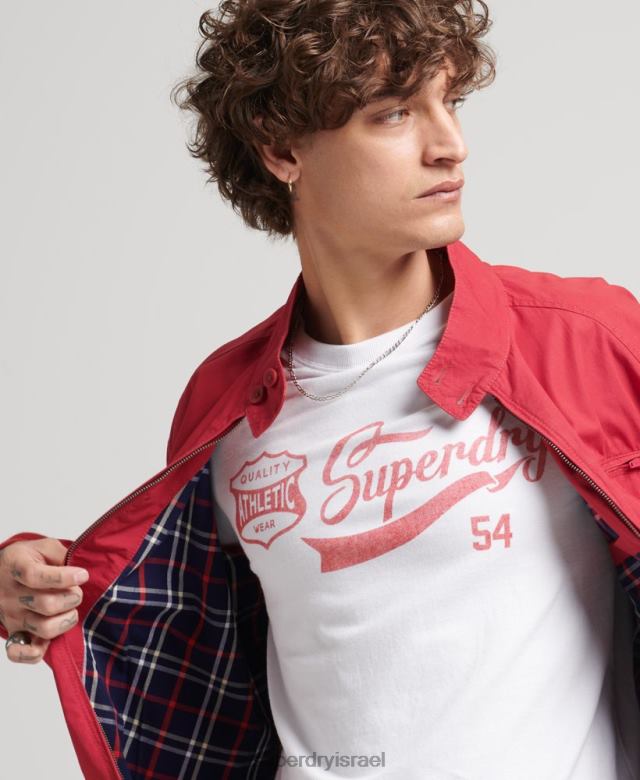 il Superdry גברים ז'קט הרינגטון קולג'י וינטג' אָדוֹם 4LX2Z4466 הַלבָּשָׁה