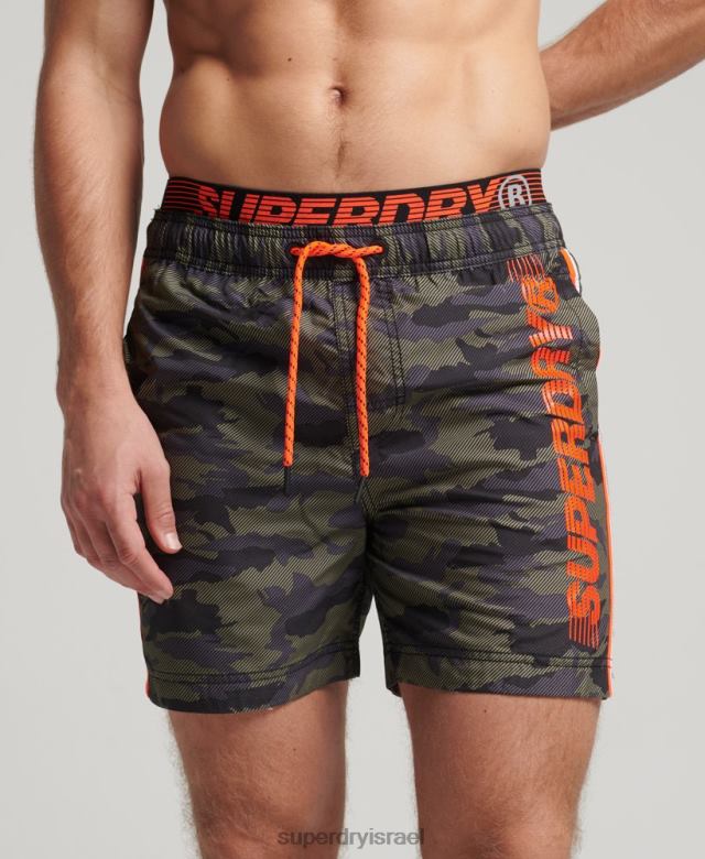 il Superdry גברים מכנסי שחייה מטח ממלכתיים ירוק 4LX2Z447 הַלבָּשָׁה