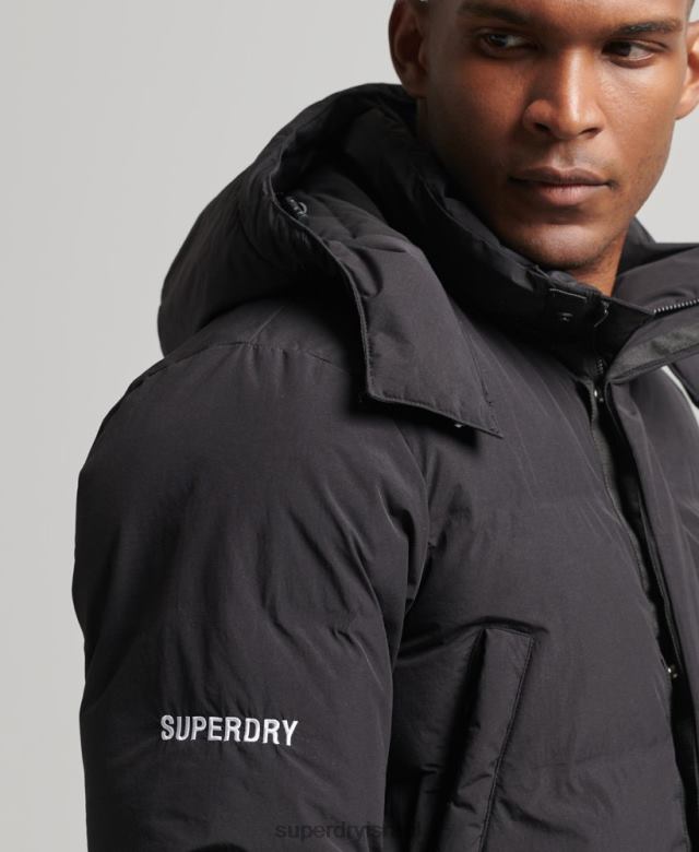 il Superdry גברים מעיל נפוח ארוך שָׁחוֹר 4LX2Z4489 הַלבָּשָׁה