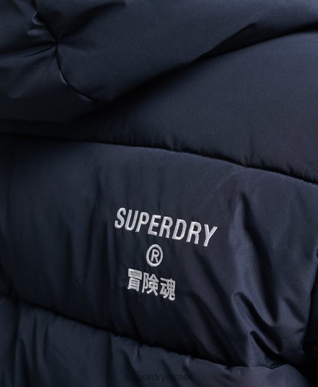 il Superdry גברים מעיל ארוך קו עם ברדס עם לוגו חיל הים 4LX2Z4520 הַלבָּשָׁה