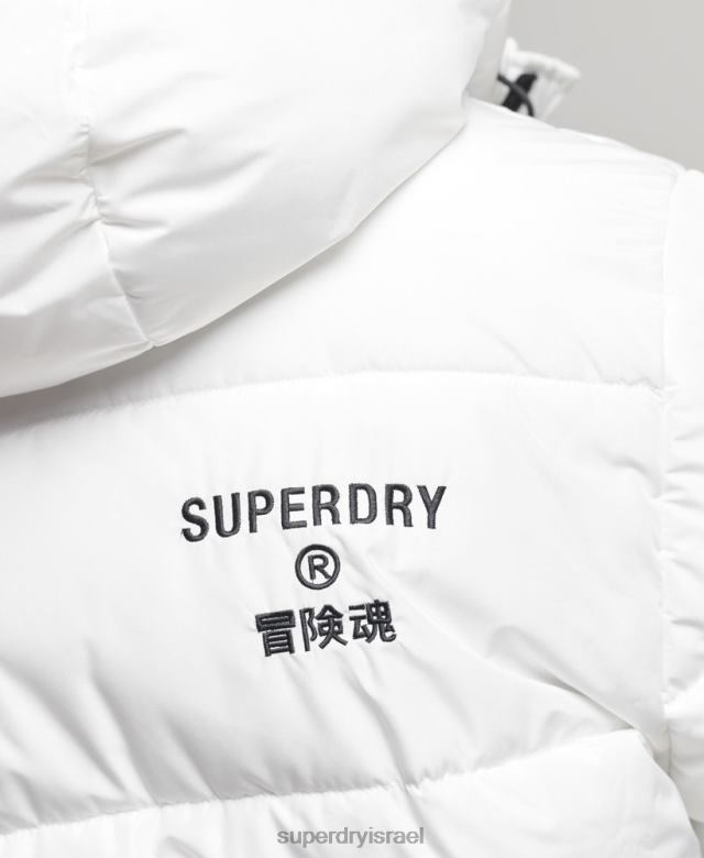 il Superdry גברים מעיל ארוך קו עם ברדס עם לוגו לבן 4LX2Z4522 הַלבָּשָׁה