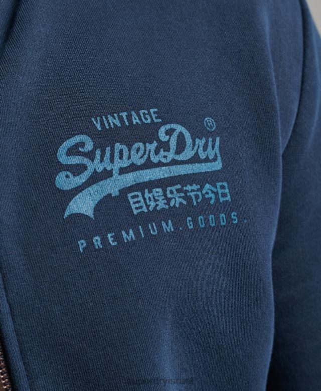 il Superdry גברים קפוצ'ון ניאון עם רוכסן לוגו וינטג' חיל הים 4LX2Z456 הַלבָּשָׁה