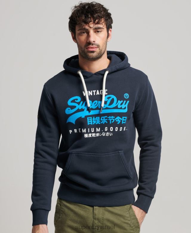 il Superdry גברים קפוצ'ון פרמיום עם לוגו וינטג' חיל הים 4LX2Z457 הַלבָּשָׁה