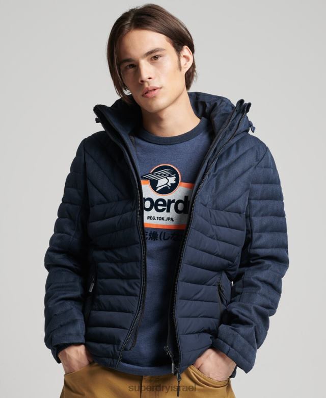 il Superdry גברים מעיל טוויד מיקס פוג'י חיל הים 4LX2Z4625 הַלבָּשָׁה