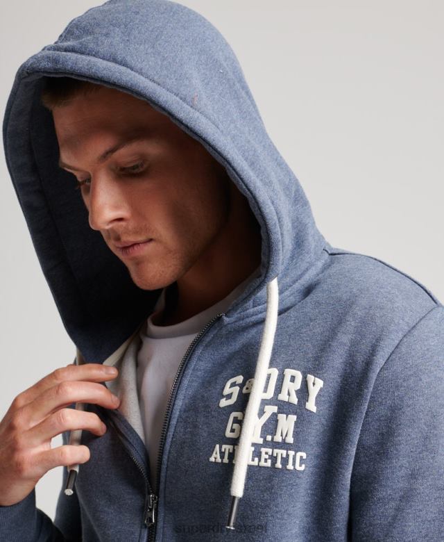 il Superdry גברים קפוצ'ון רוכסן אתלטי בחדר כושר חיל הים 4LX2Z468 הַלבָּשָׁה