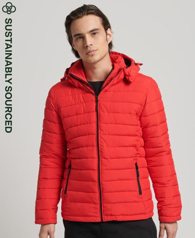 il Superdry גברים מעיל פוג'י עם קפוצ'ון אָדוֹם 4LX2Z4730 הַלבָּשָׁה