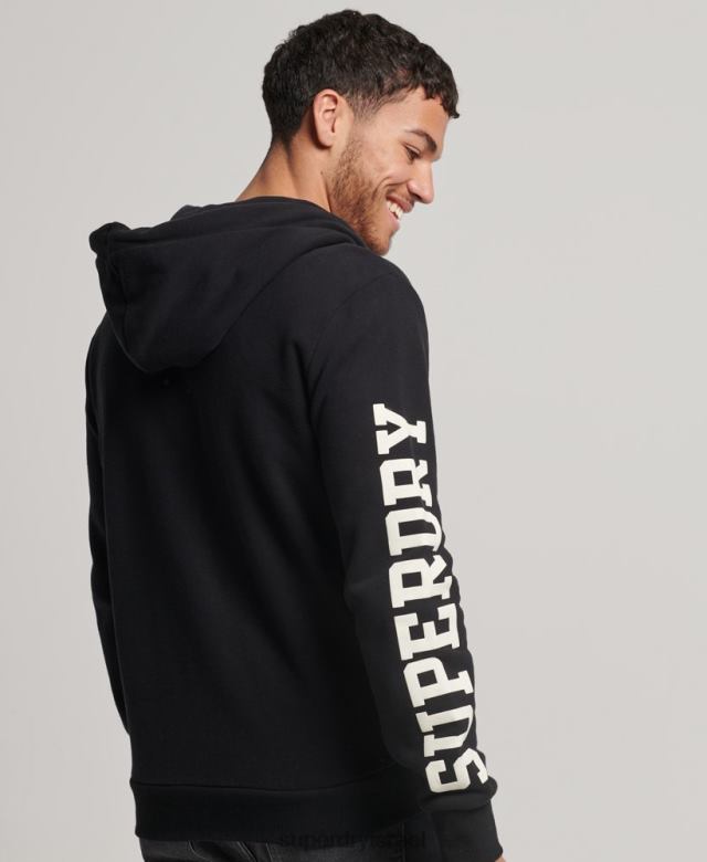 il Superdry גברים קפוצ'ון רוכסן אתלטי בחדר כושר שָׁחוֹר 4LX2Z473 הַלבָּשָׁה