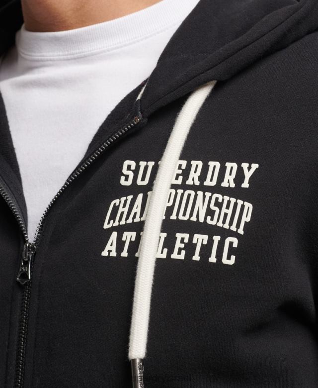 il Superdry גברים קפוצ'ון רוכסן אתלטי בחדר כושר שָׁחוֹר 4LX2Z473 הַלבָּשָׁה