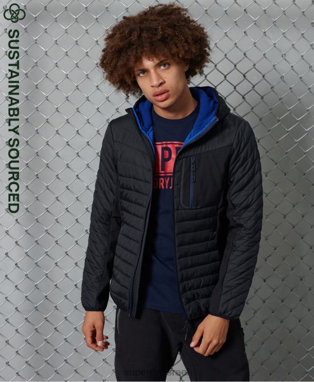 il Superdry גברים ז'קט קפוצ'ון קז'ואל של הסעה שָׁחוֹר 4LX2Z4774 הַלבָּשָׁה