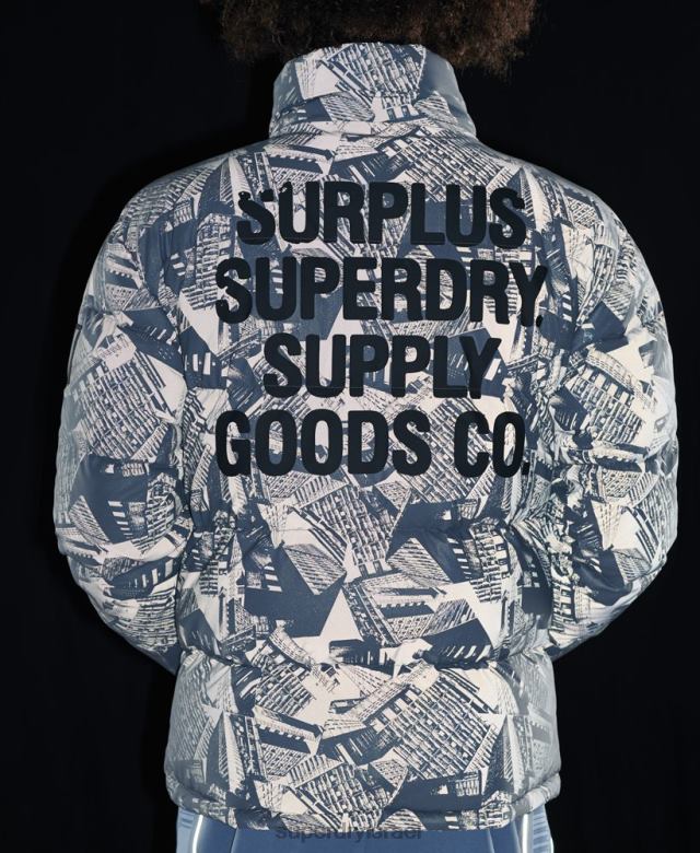 il Superdry גברים עודפי מעיל פוך רעיוני אפור כהה 4LX2Z4780 הַלבָּשָׁה