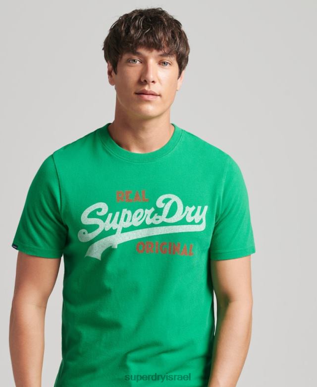 il Superdry גברים חולצת טי-שירט עם לוגו וינטג' ירוק 4LX2Z4797 הַלבָּשָׁה