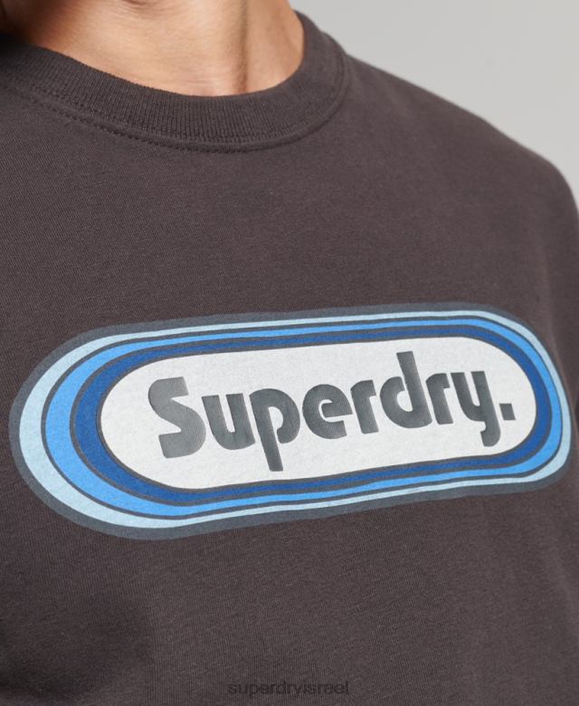 il Superdry גברים חולצת טריקו וינטג' חום 4LX2Z4808 הַלבָּשָׁה