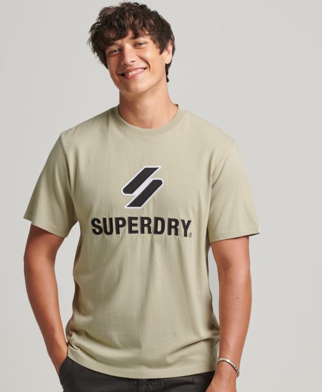 il Superdry גברים חולצת טריקו מוערמת בלוגו בז' 4LX2Z4815 הַלבָּשָׁה