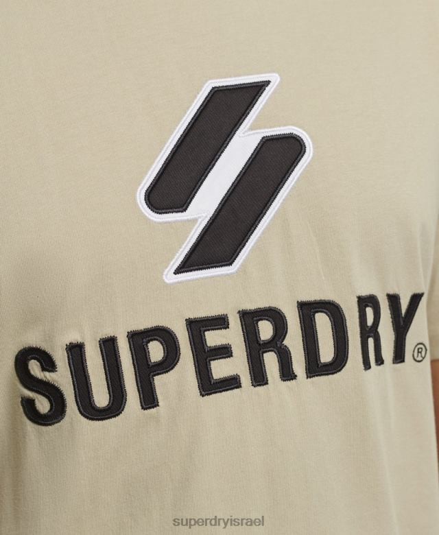 il Superdry גברים חולצת טריקו מוערמת בלוגו בז' 4LX2Z4815 הַלבָּשָׁה