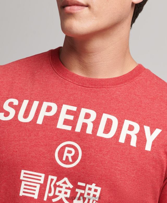 il Superdry גברים חולצת טריקו עם לוגו תאגידי וינטג' אָדוֹם 4LX2Z4826 הַלבָּשָׁה