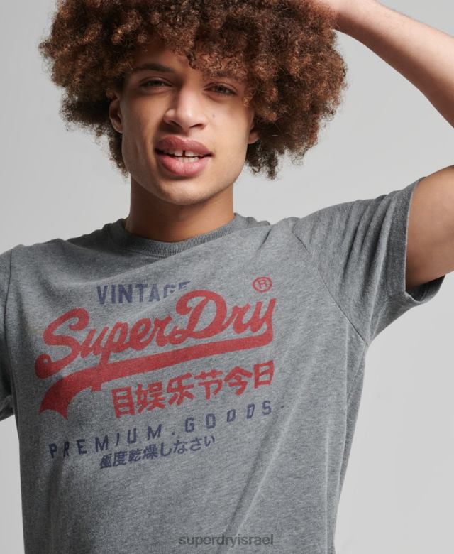 il Superdry גברים חולצת טריקו עם לוגו גרפי קלאסי אפור 4LX2Z4828 הַלבָּשָׁה