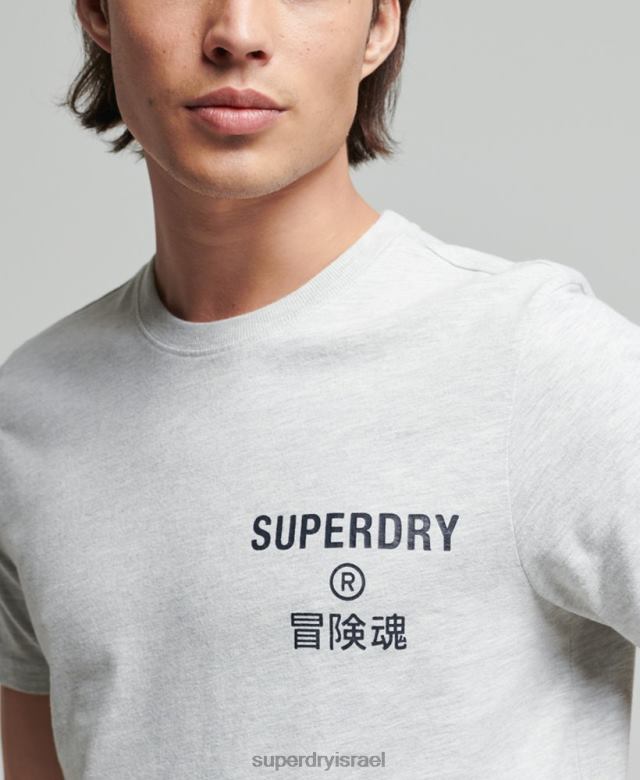 il Superdry גברים חולצת טריקו עם לוגו תאגידי וינטג' אפור בהיר 4LX2Z4829 הַלבָּשָׁה