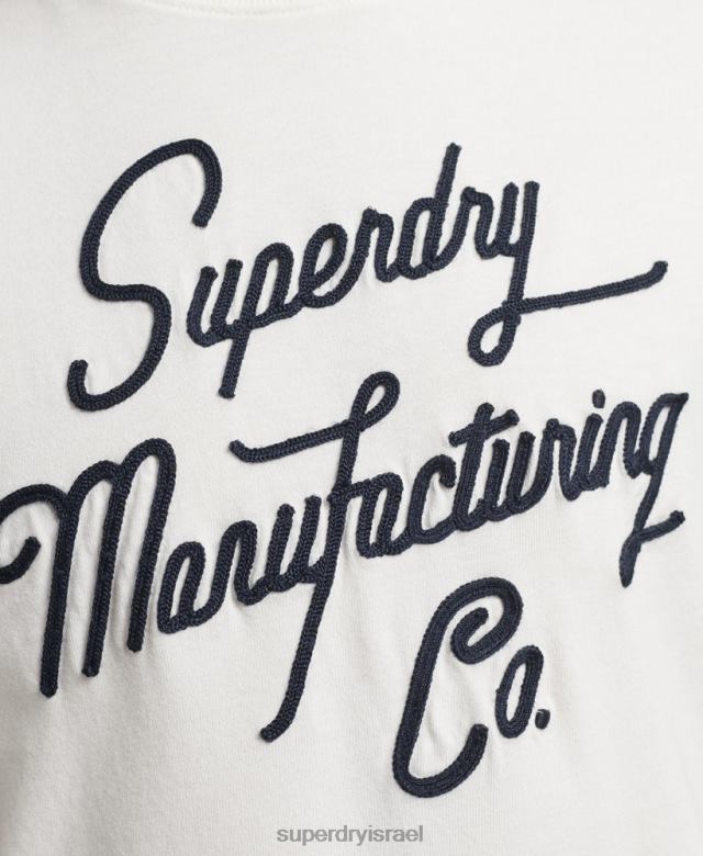 il Superdry גברים חולצת טריקו עם לוגו תסריט רקום קרם 4LX2Z4851 הַלבָּשָׁה