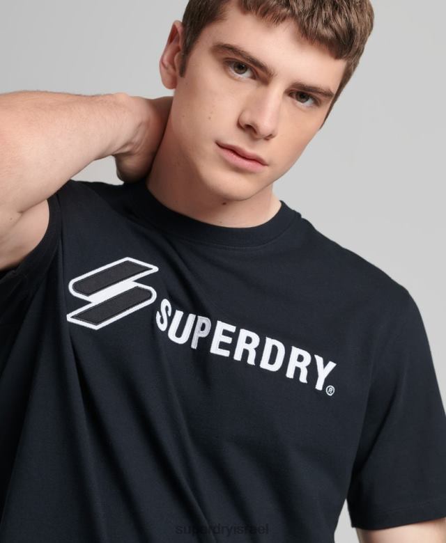 il Superdry גברים חולצת טריקו רפויה עם אפליקציית לוגו שָׁחוֹר 4LX2Z4852 הַלבָּשָׁה