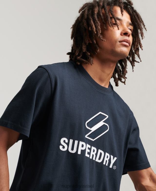 il Superdry גברים חולצת טריקו מוערמת בלוגו חיל הים 4LX2Z4880 הַלבָּשָׁה