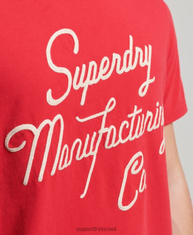 il Superdry גברים חולצת טריקו בסגנון וינטג' אָדוֹם 4LX2Z4890 הַלבָּשָׁה