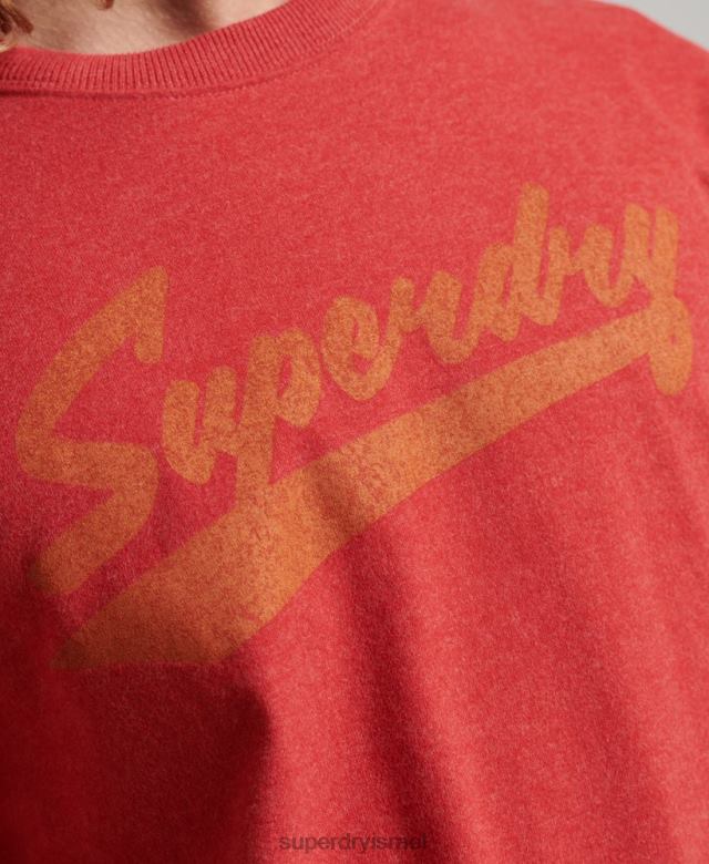 il Superdry גברים חולצת תסריט עיר אתלטית אָדוֹם 4LX2Z4894 הַלבָּשָׁה