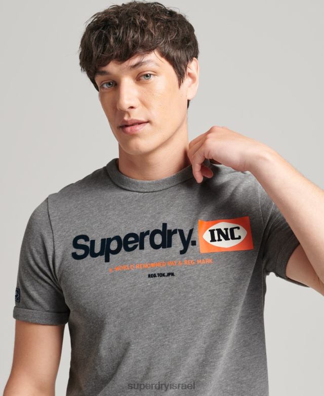 il Superdry גברים חולצת טריקו גרפית עם לוגו גרפי אפור 4LX2Z4912 הַלבָּשָׁה