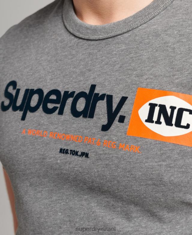 il Superdry גברים חולצת טריקו גרפית עם לוגו גרפי אפור 4LX2Z4912 הַלבָּשָׁה