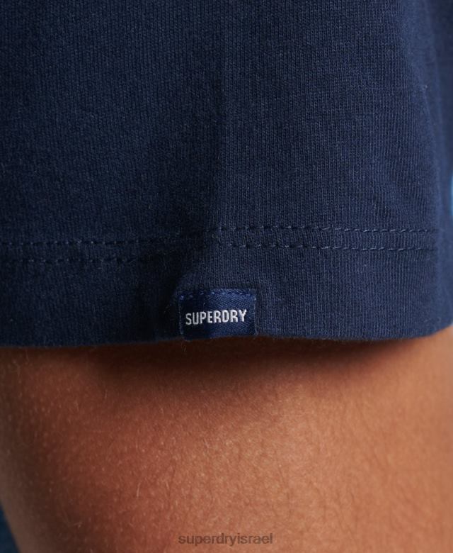 il Superdry גברים חולצת בייסבול מכותנה אורגנית כְּחוֹל 4LX2Z4924 הַלבָּשָׁה