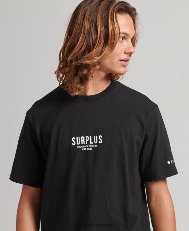 il Superdry גברים חולצת טי רפויה עודפים שָׁחוֹר 4LX2Z4927 הַלבָּשָׁה