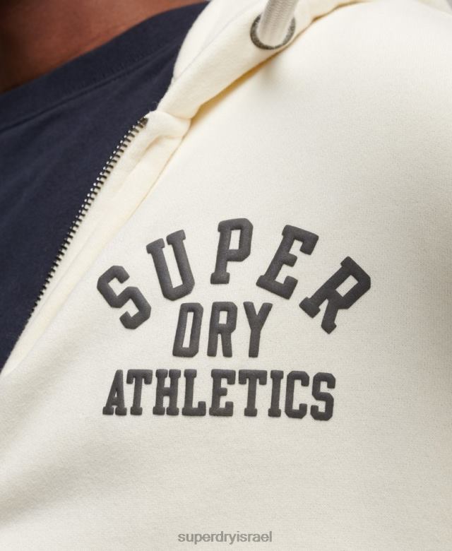 il Superdry גברים קפוצ'ון רוכסן אתלטי בחדר כושר קרם 4LX2Z492 הַלבָּשָׁה