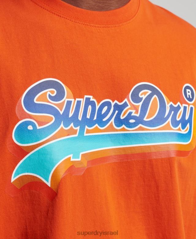 il Superdry גברים חולצת טריקו עונתית לוגו וינטג' תפוז 4LX2Z4935 הַלבָּשָׁה