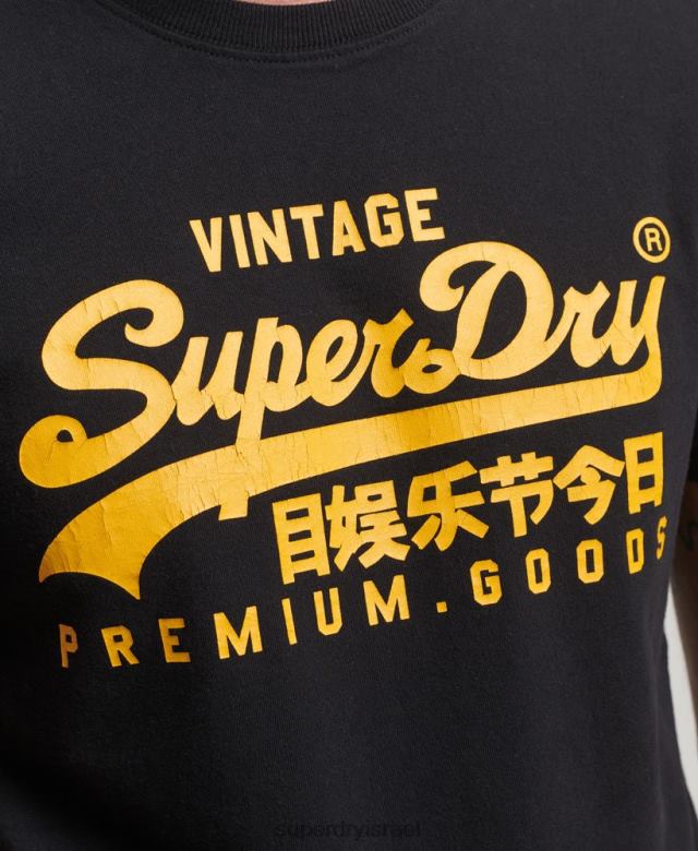 il Superdry גברים חולצת טריקו מורשת לוגו וינטג' שָׁחוֹר 4LX2Z4967 הַלבָּשָׁה