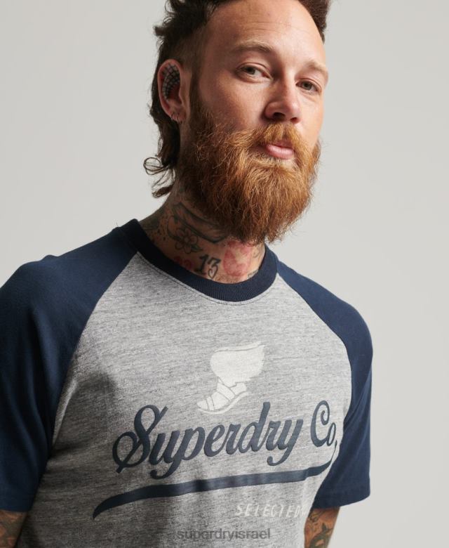 il Superdry גברים חולצת טי-שירט גרפית של אכילס אפור 4LX2Z4972 הַלבָּשָׁה