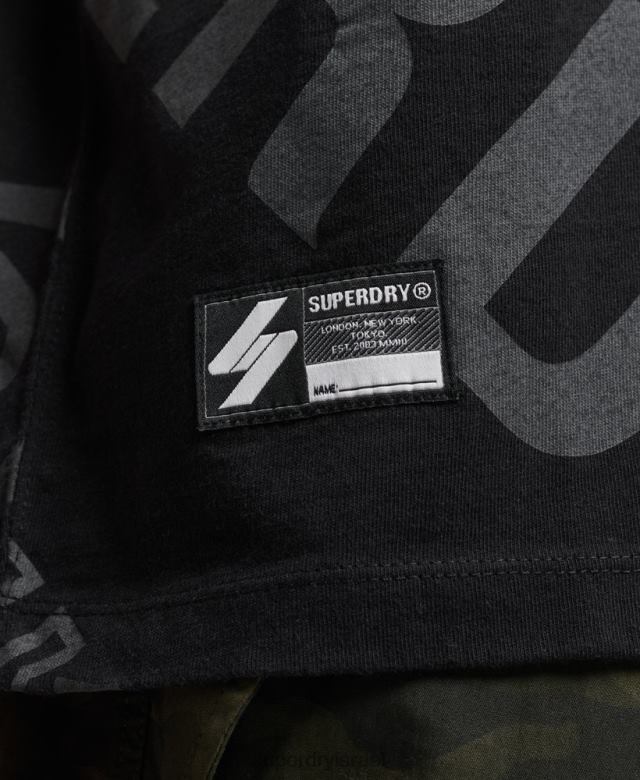 il Superdry גברים חולצת טריקו רפויה עם לוגו מודפס על כל הגוף שָׁחוֹר 4LX2Z4973 הַלבָּשָׁה