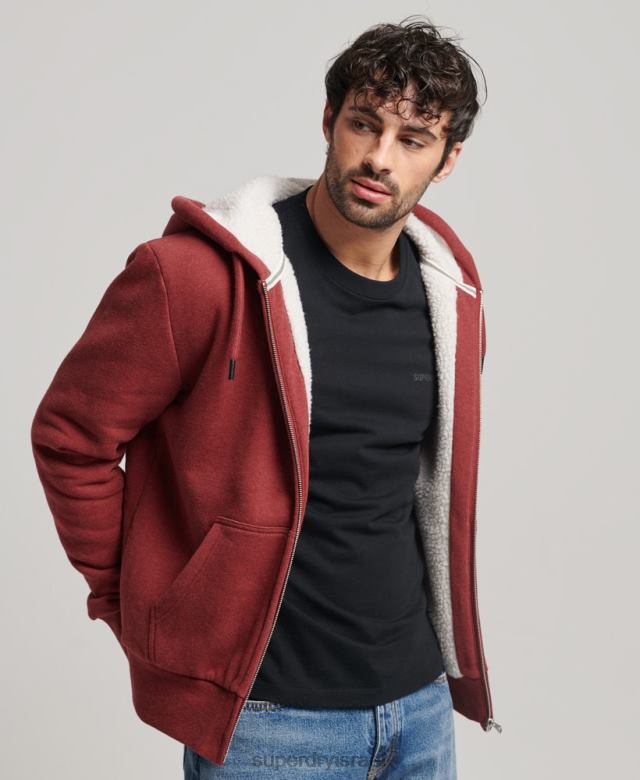 il Superdry גברים קפוצ'ון עם רוכסן חיוני בורג אָדוֹם 4LX2Z4992 הַלבָּשָׁה